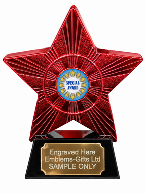 Red Superstar Special Award Resin Trophy 140 x 125mm (A1) with small Special Award centre