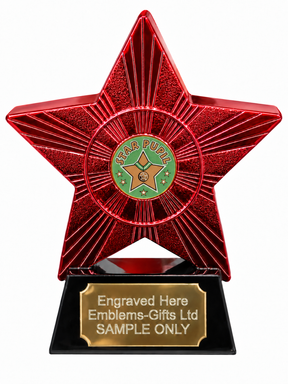 Red Superstar Star Pupil Resin Trophy 140 x 125mm (A1) with small Star Pupil centre
