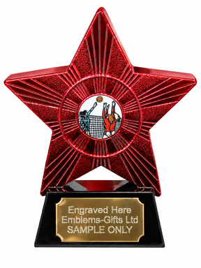 Red Superstar Volleyball Red Team Resin Trophy 140 x 125mm (A1) with small Volleyball Red Team centre