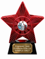 Red Superstar Volleyball Blue Team Resin Trophy 140 x 125mm (A1) with small Volleyball Blue Team centre