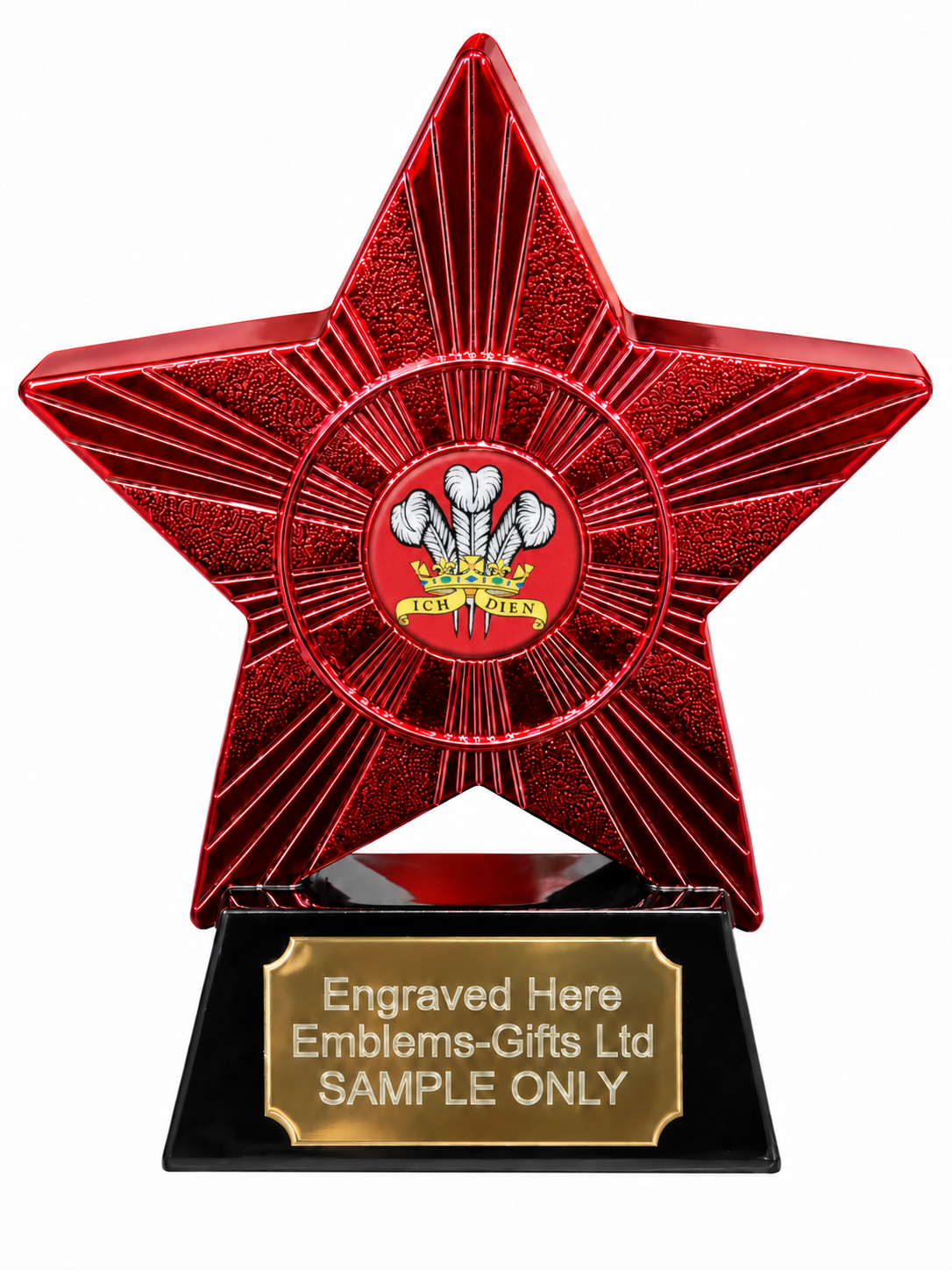 Red Superstar Welsh Feathers Resin Trophy 140 x 125mm (A1) with small Welsh Feathers centre