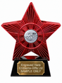 Red Superstar 3rd Place Silver Stars Resin Trophy 140 x 125mm (A1) with small 3rd Place Silver Stars centre