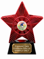 Red Superstar Football Blue Shirt Resin Trophy 140 x 125mm (A1) with small Football Blue Shirt centre
