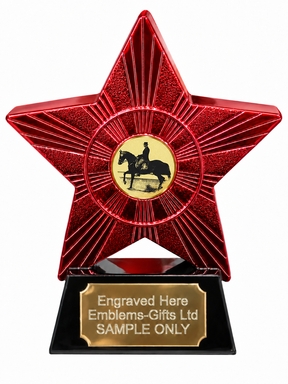 Red Superstar Dressage Resin Trophy 140 x 125mm (A1) with small Dressage centre