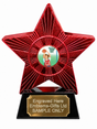 Red Superstar Netball Goal Attack Resin Trophy 140 x 125mm (A1) with small Netball Goal Attack centre