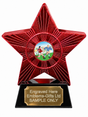 Red Superstar Rugby Players Resin Trophy 140 x 125mm (A1) with small Rugby Players centre
