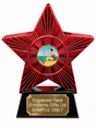 Red Superstar Long Jump Resin Trophy 140 x 125mm (A1) with small Long Jump centre