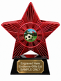 Red Superstar Football Corner Flag Resin Trophy 140 x 125mm (A1) with small Football Corner Flag centre