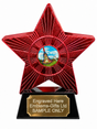 Red Superstar Lacrosse Resin Trophy 140 x 125mm (A1) with small Lacrosse centre