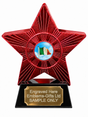 Red Superstar Ireland Flag Resin Trophy 140 x 125mm (A1) with small Ireland Flag centre