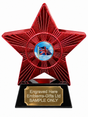 Red Superstar Union Jack Flag Resin Trophy 140 x 125mm (A1) with small Union Jack Flag centre