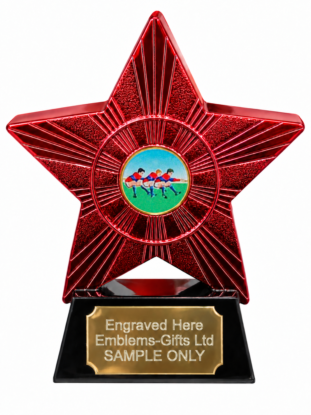 Red Superstar Tug of War Resin Trophy 140 x 125mm (A1) with small Tug of War centre
