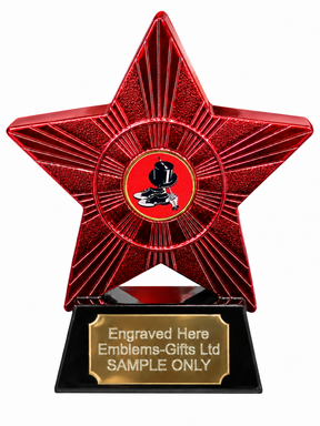 Red Superstar Top Hat and Cane Resin Trophy 140 x 125mm (A1) with small Top Hat and Cane centre
