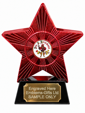 Red Superstar It's a Knockout Resin Trophy 140 x 125mm (A1) with small It's a Knockout centre