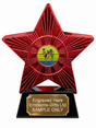 Red Superstar Kickboxing Resin Trophy 140 x 125mm (A1) with small Kickboxing centre