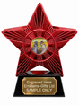 Red Superstar Fencing Resin Trophy 140 x 125mm (A1) with small Fencing centre