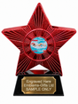 Red Superstar Swimming Red Cap Lanes Resin Trophy 140 x 125mm (A1) with small Swimming Red Cap Lanes centre