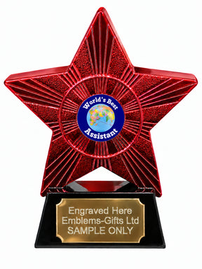 Red Superstar World's Best Assistant Resin Trophy 140 x 125mm (A10)