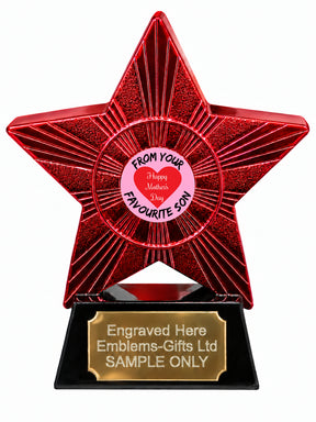 Red Superstar Mother's Day From Your Favourite Son Resin Trophy 140 x 125mm (A10)