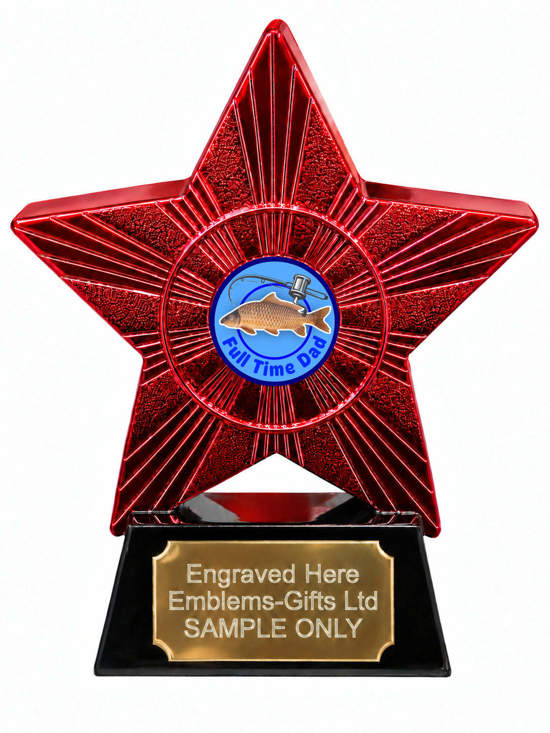 Red Superstar Full Time Dad Carp Fishing Resin Trophy 140 x 125mm (A10)