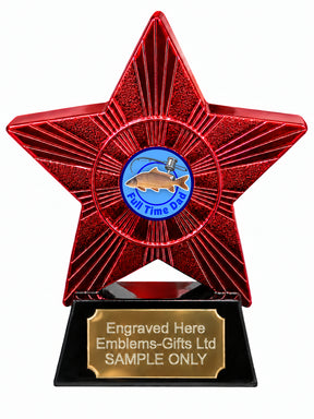 Red Superstar Full Time Dad Carp Fishing Resin Trophy 140 x 125mm (A10)