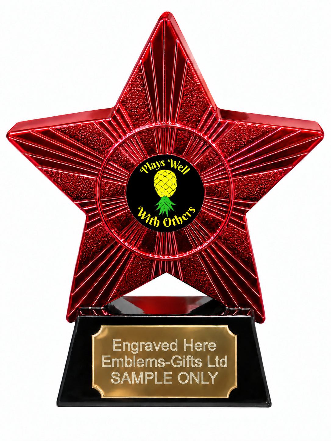 Red Superstar Pineapple Plays Well With Others Resin Trophy 140 x 125mm (A10)