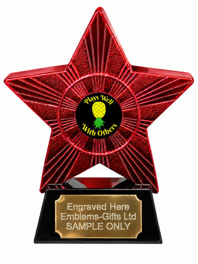 Red Superstar Pineapple Plays Well With Others Resin Trophy 140 x 125mm (A10)