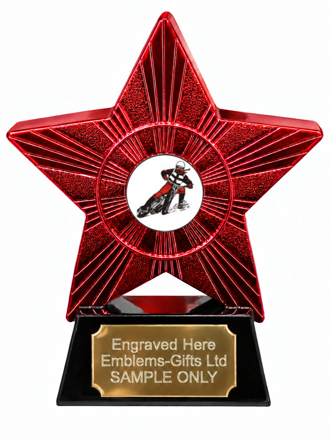 Red Superstar Speedway Rider Resin Trophy 140 x 125mm (A12)