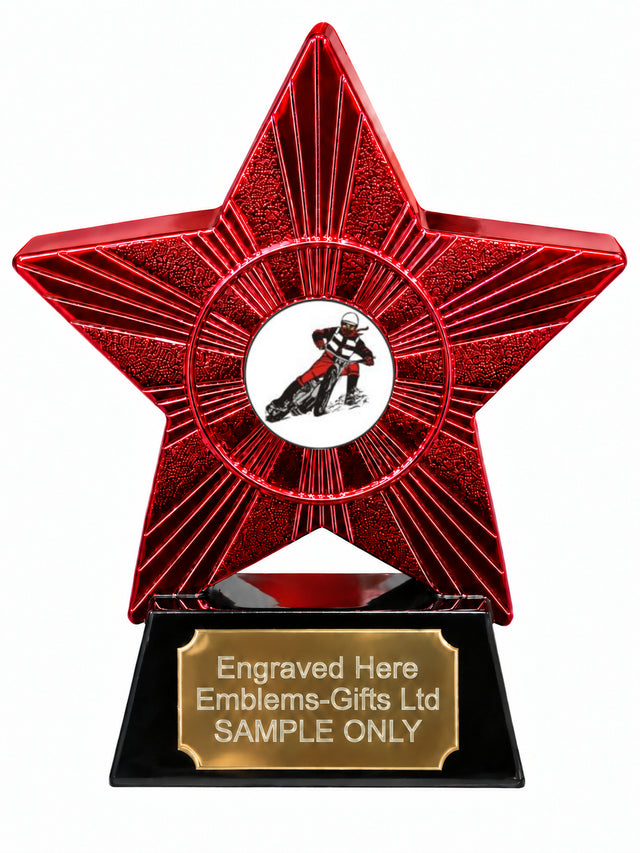 Red Superstar Speedway Rider Resin Trophy 140 x 125mm (A12)