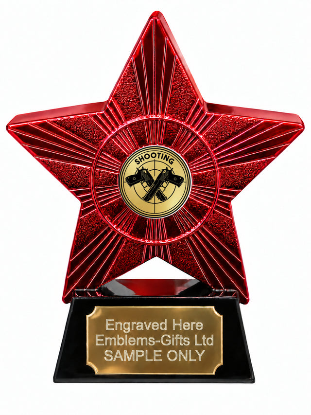 Red Superstar Target Shooting Resin Trophy 140 x 125mm (A12)