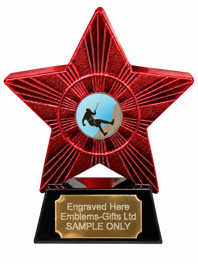 Red Superstar Abseiling Resin Trophy 140 x 125mm (A12)