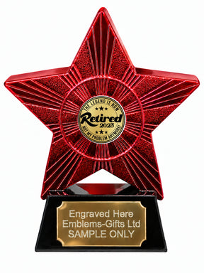 Red Superstar The Legend Is Now Retired 2023 Resin Trophy 140 x 125mm (A12)