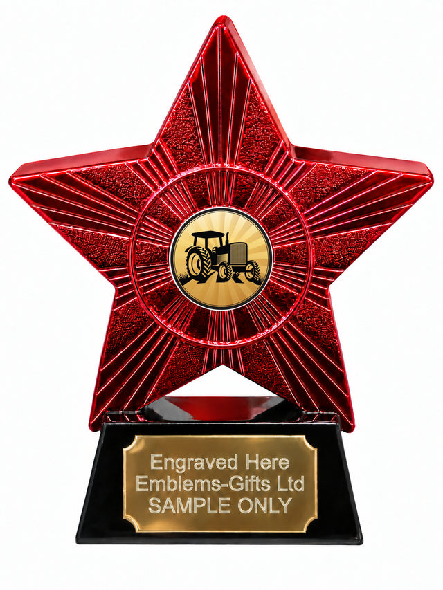 Red Superstar Tractor Resin Trophy 140 x 125mm (A12)