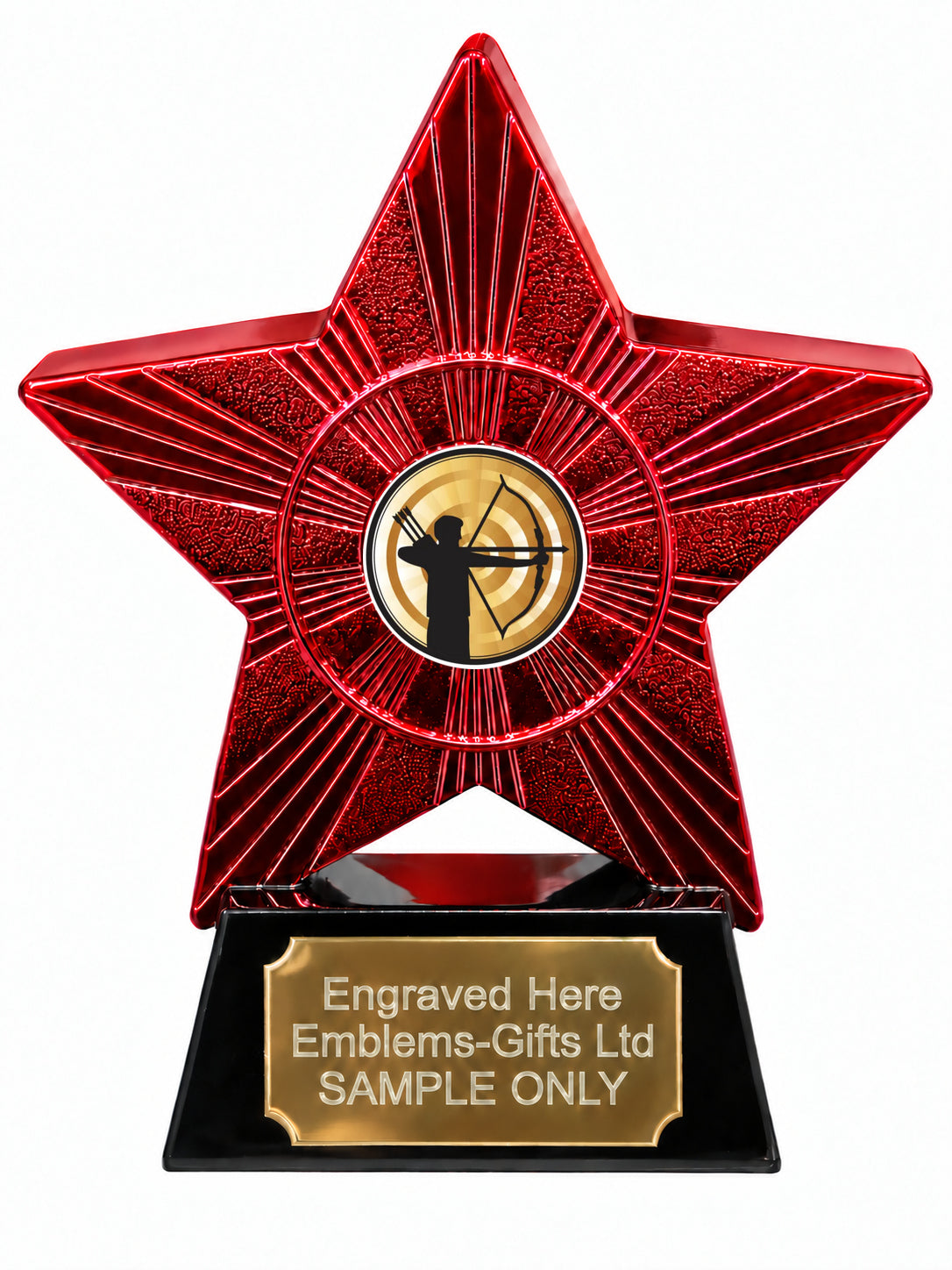 Red Superstar Archery Gold Resin Trophy 140 x 125mm (A12)