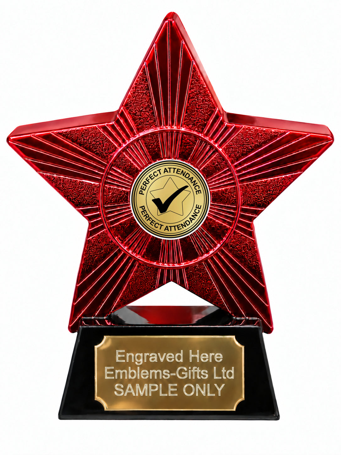 Red Superstar Perfect Attendance Resin Trophy 140 x 125mm (A12)
