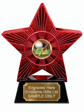 Red Superstar Baseball Resin Trophy 140 x 125mm (A12)
