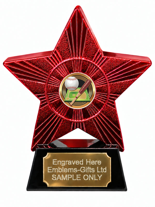 Red Superstar Baseball Resin Trophy 140 x 125mm (A12)