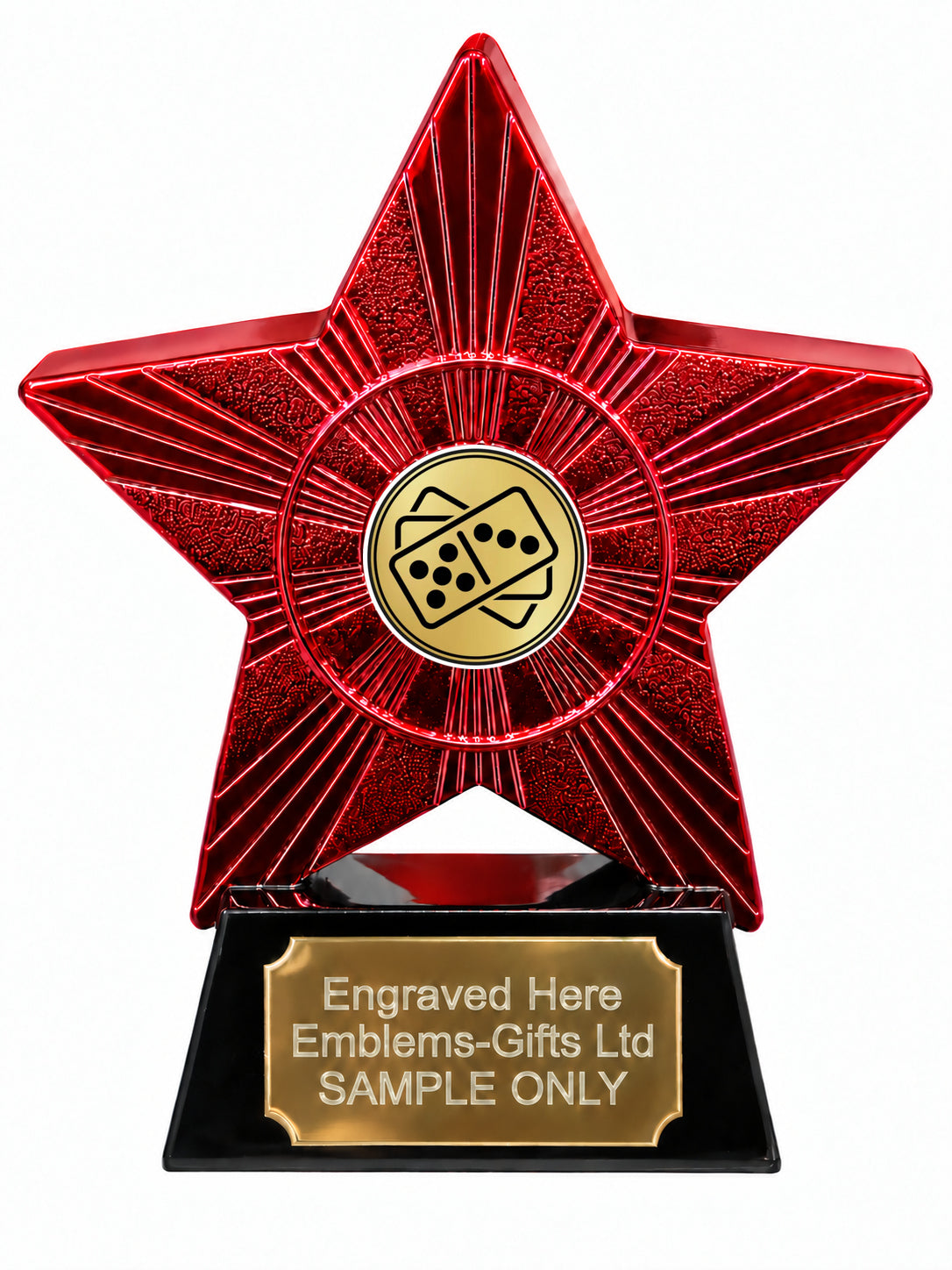 Red Superstar Dominoes Five Three Resin Trophy 140 x 125mm (A12)