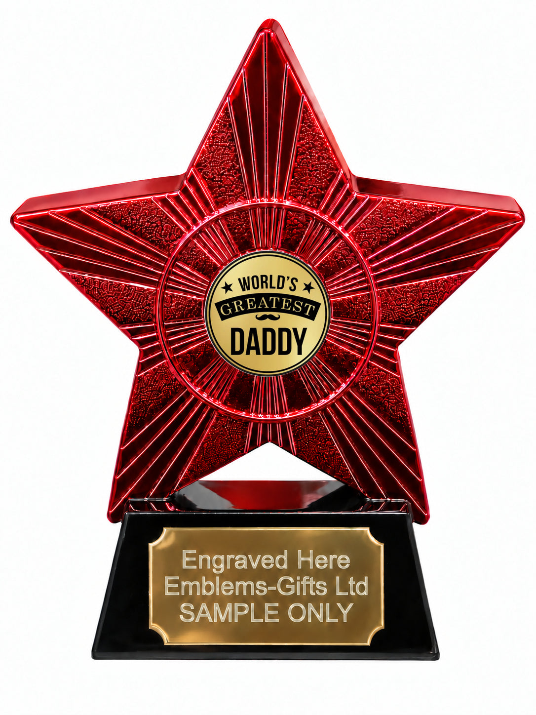Red Superstar World's Greatest Daddy Resin Trophy 140 x 125mm (A12)