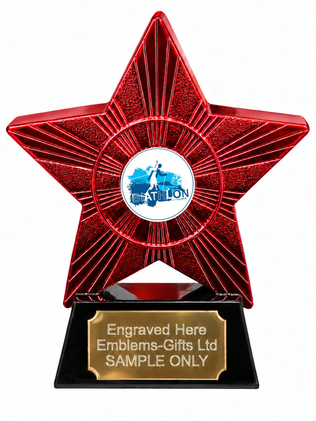 Red Superstar Biathlon Resin Trophy 140 x 125mm (A13)