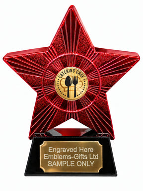 Red Superstar Catering Chef Sunburst Resin Trophy 140 x 125mm (A13)