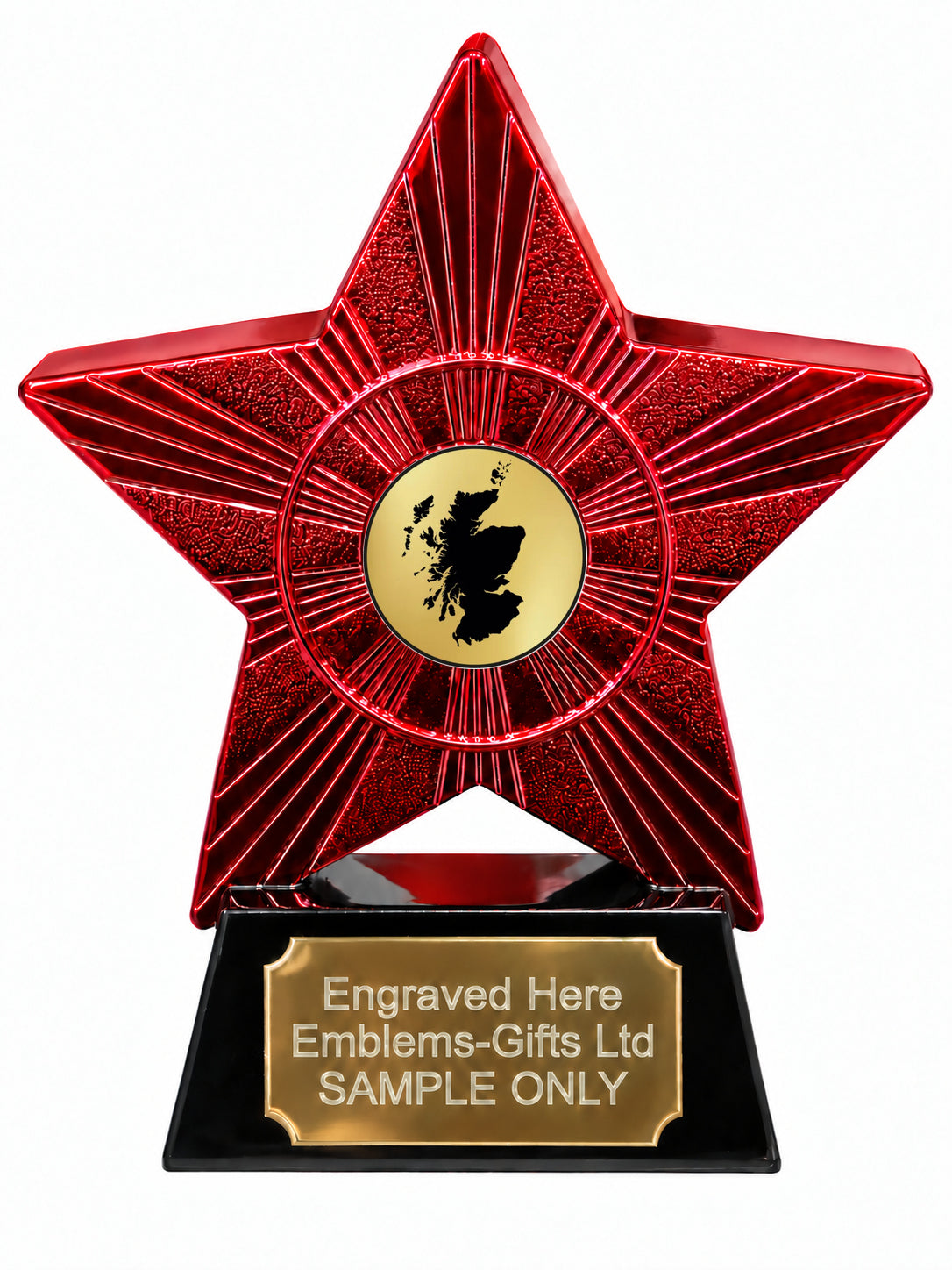 Red Superstar Scotland Map Resin Trophy 140 x 125mm (A13)