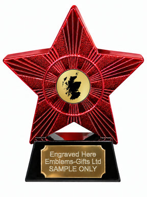 Red Superstar Scotland Map Resin Trophy 140 x 125mm (A13)