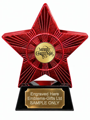 Red Superstar Merry Christmas Gold Resin Trophy 140 x 125mm (A13)