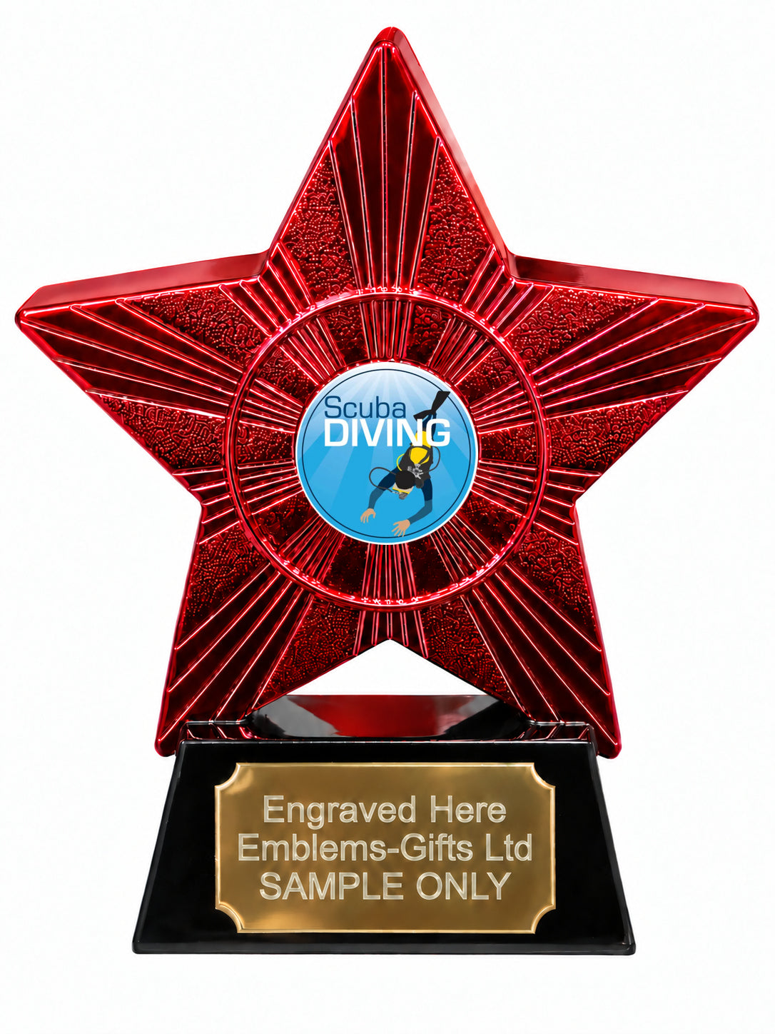 Red Superstar Scuba Diving Resin Trophy 140 x 125mm (A13)