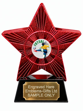 Red Superstar Futsal Colour Resin Trophy 140 x 125mm (A14)