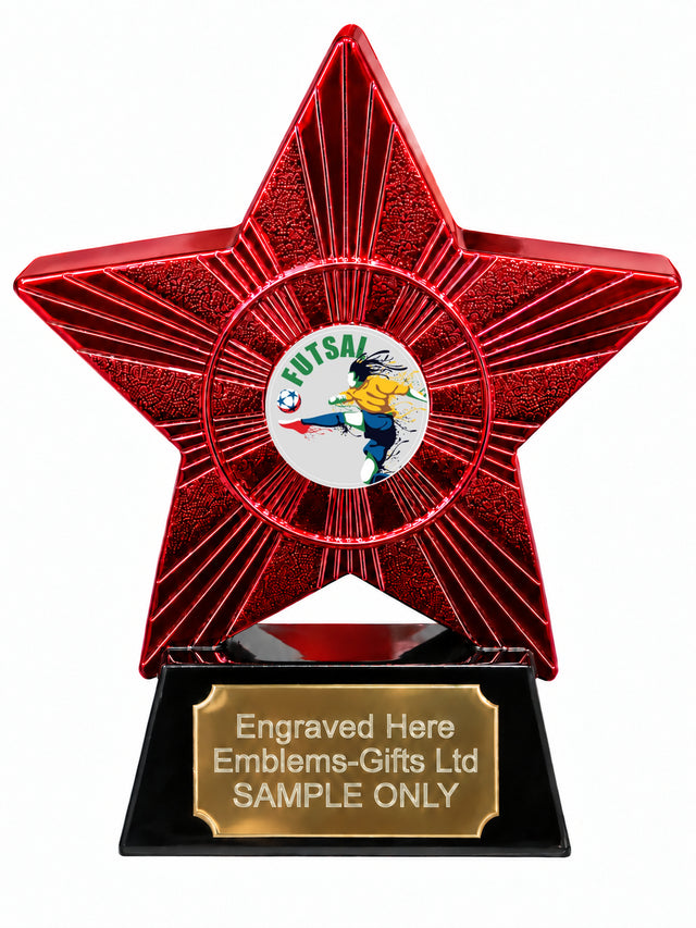 Red Superstar Futsal Colour Resin Trophy 140 x 125mm (A14)