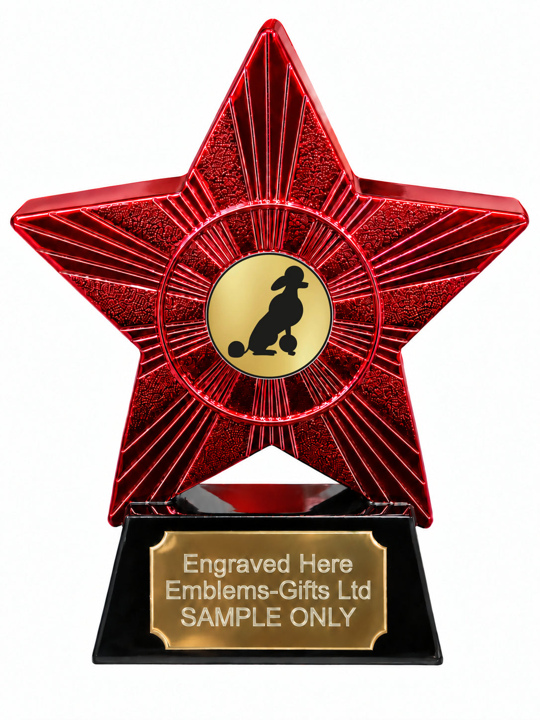 Red Superstar Poodle Silhouette Resin Trophy 140 x 125mm (A14)