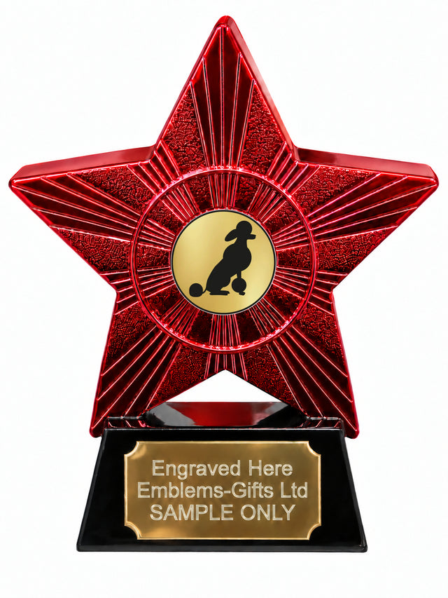 Red Superstar Poodle Silhouette Resin Trophy 140 x 125mm (A14)