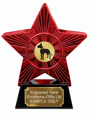 Red Superstar Great Dane Silhouette Resin Trophy 140 x 125mm (A14)